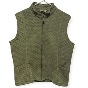 Y2K Woolrich Vest Large Vintage Quilted Earth Green Pocket Full Zip